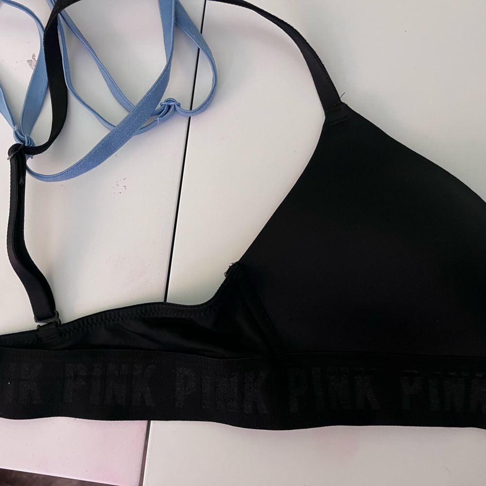 Selling two pink bras black and light blue size 34A - Picture 4 of 8